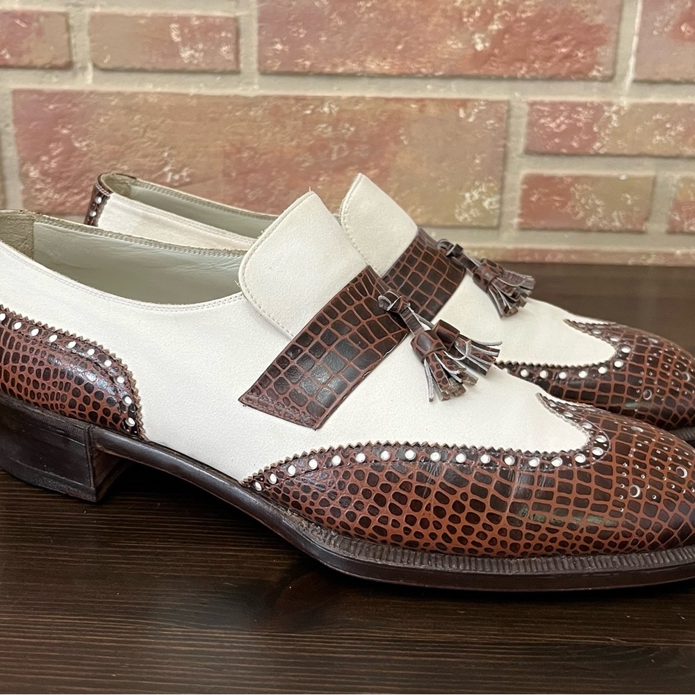N Oberler Hand Crafted Men’s Oxfords Wingtip Size 9 Made In Italy Rare Italy
